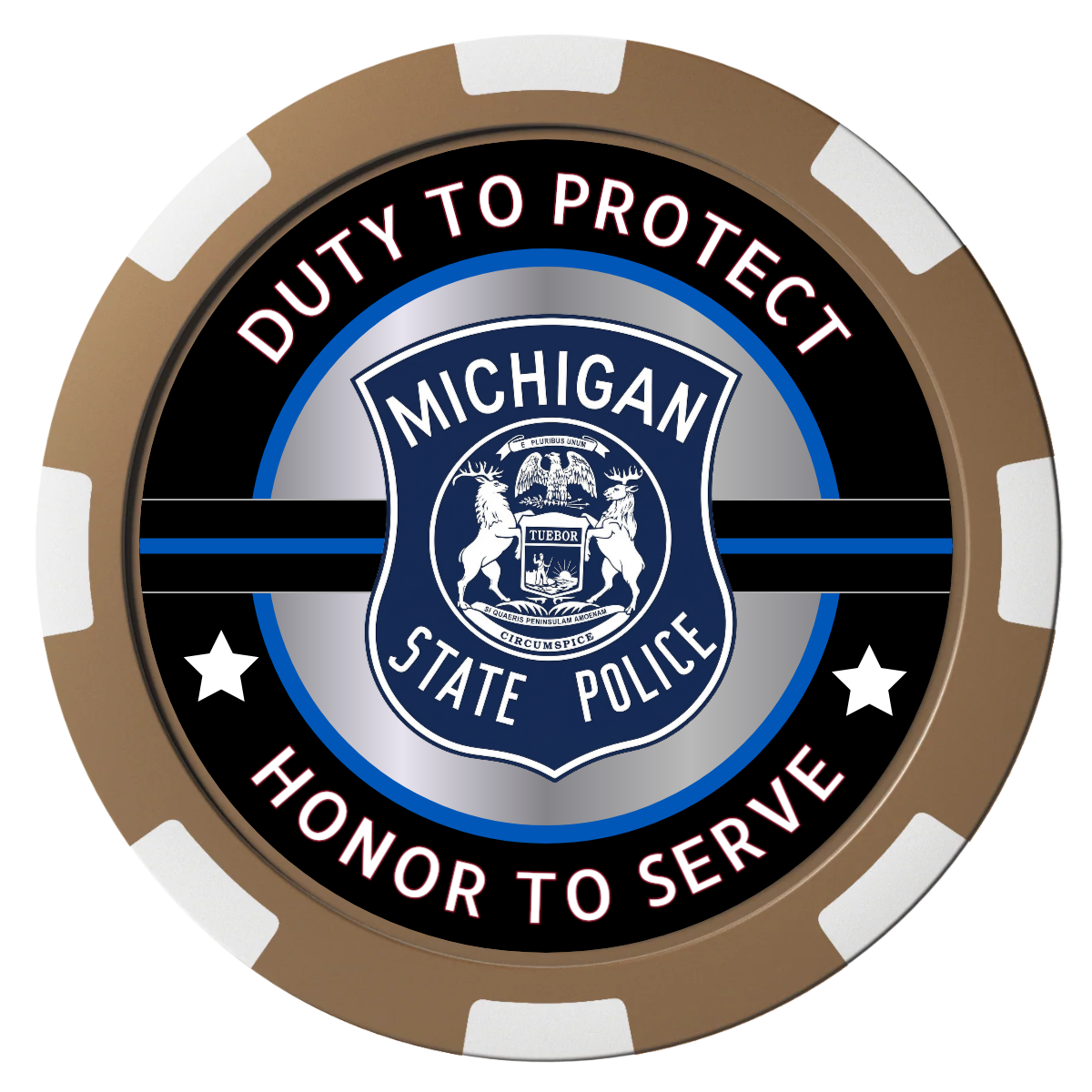 Police Department #01 Composite Poker Chips - Brown / 8 Spot - Front