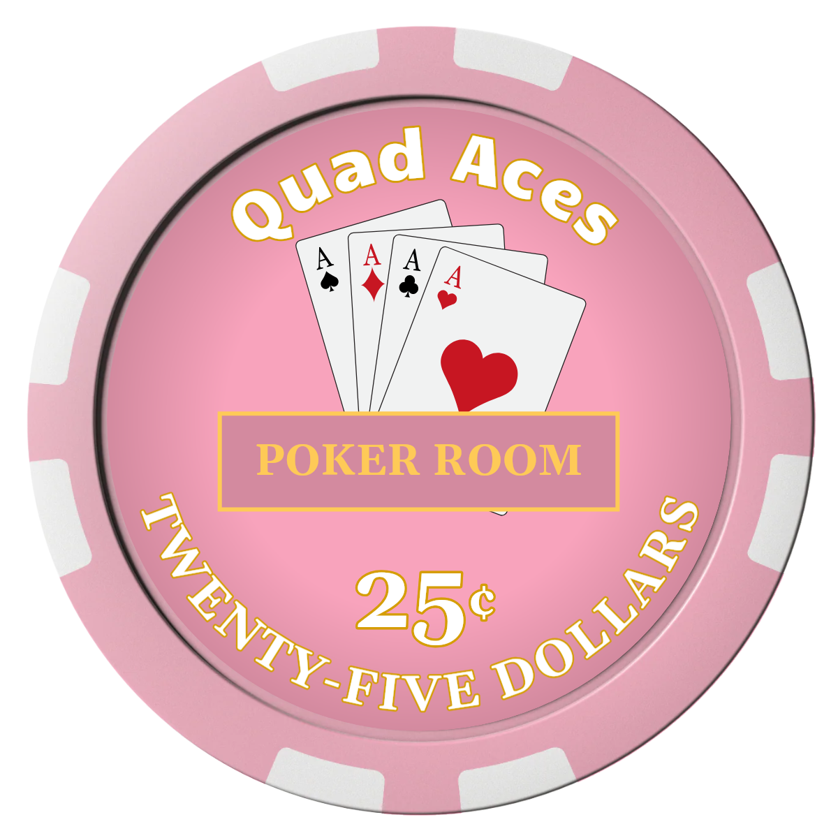Quad Aces Composite Poker Chips - Pink / 8 Stripe - Front