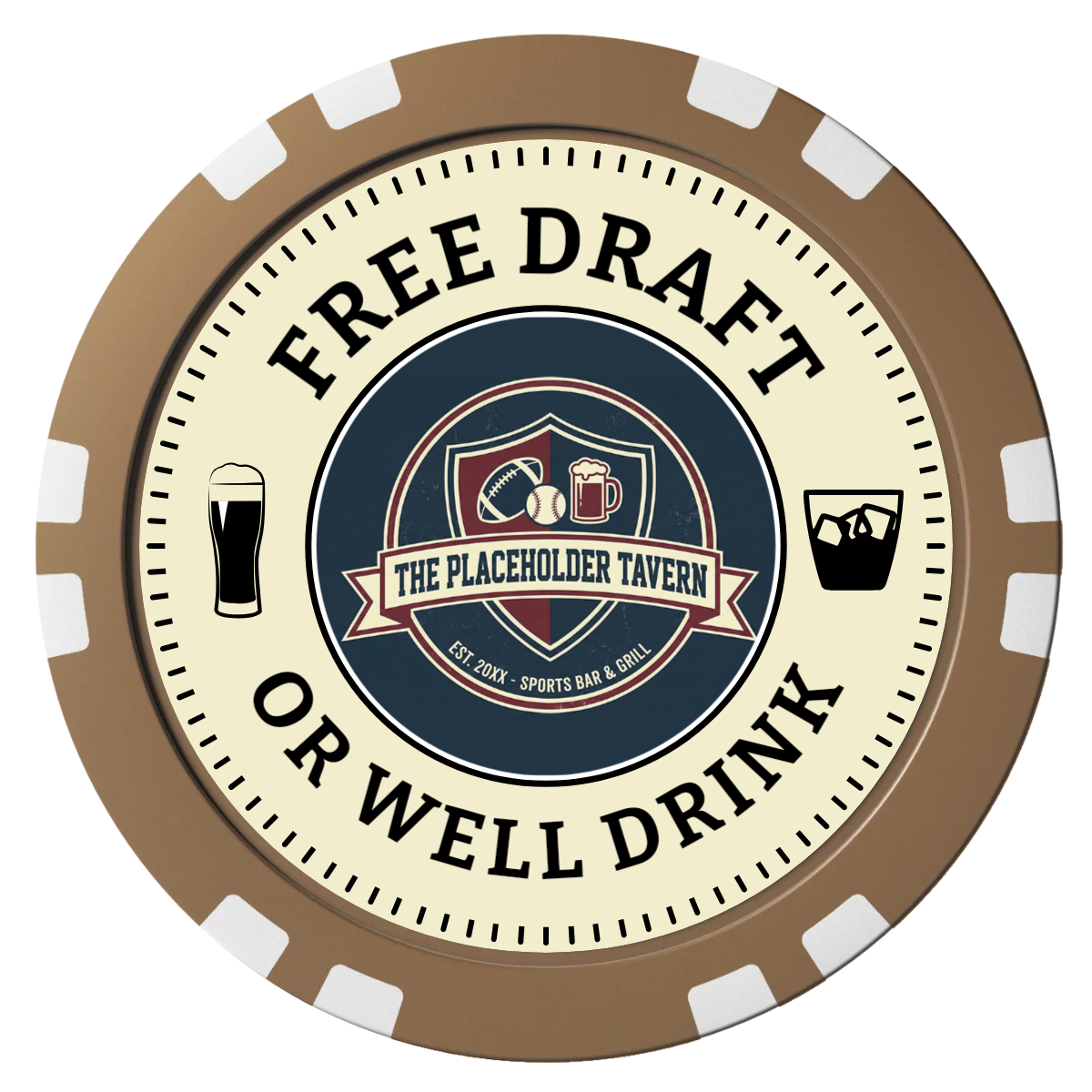 Beer Shop Composite Poker Chips - Brown / Double Stripe - Front