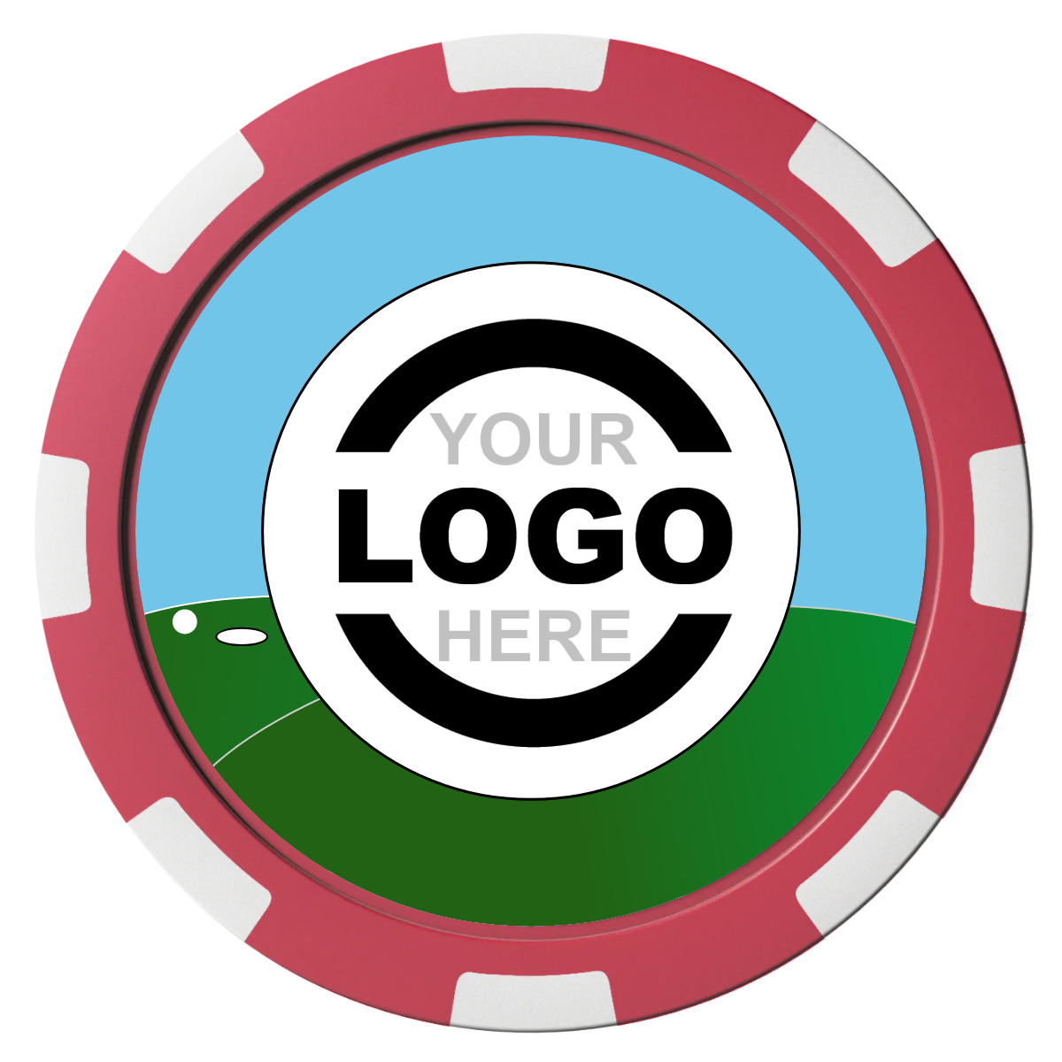 Going Golfing Today Magnetic Composite Poker Chips - Red / 8 Spot - Back