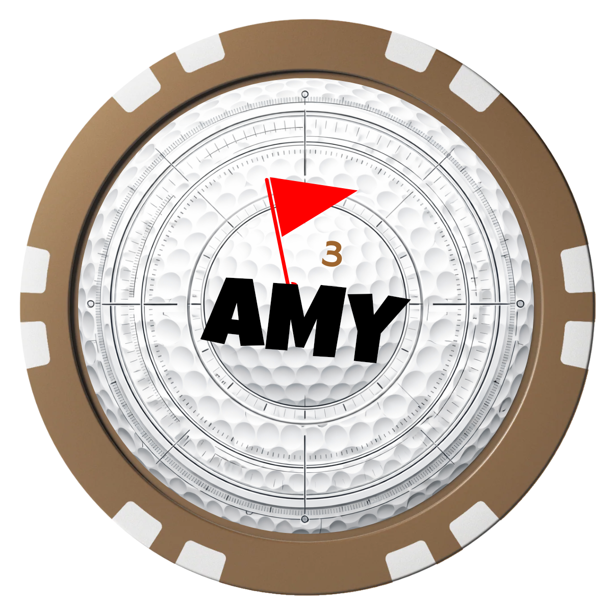 Ball Marcus Jr. Composite Poker Chips - Brown / Double Stripe - Front