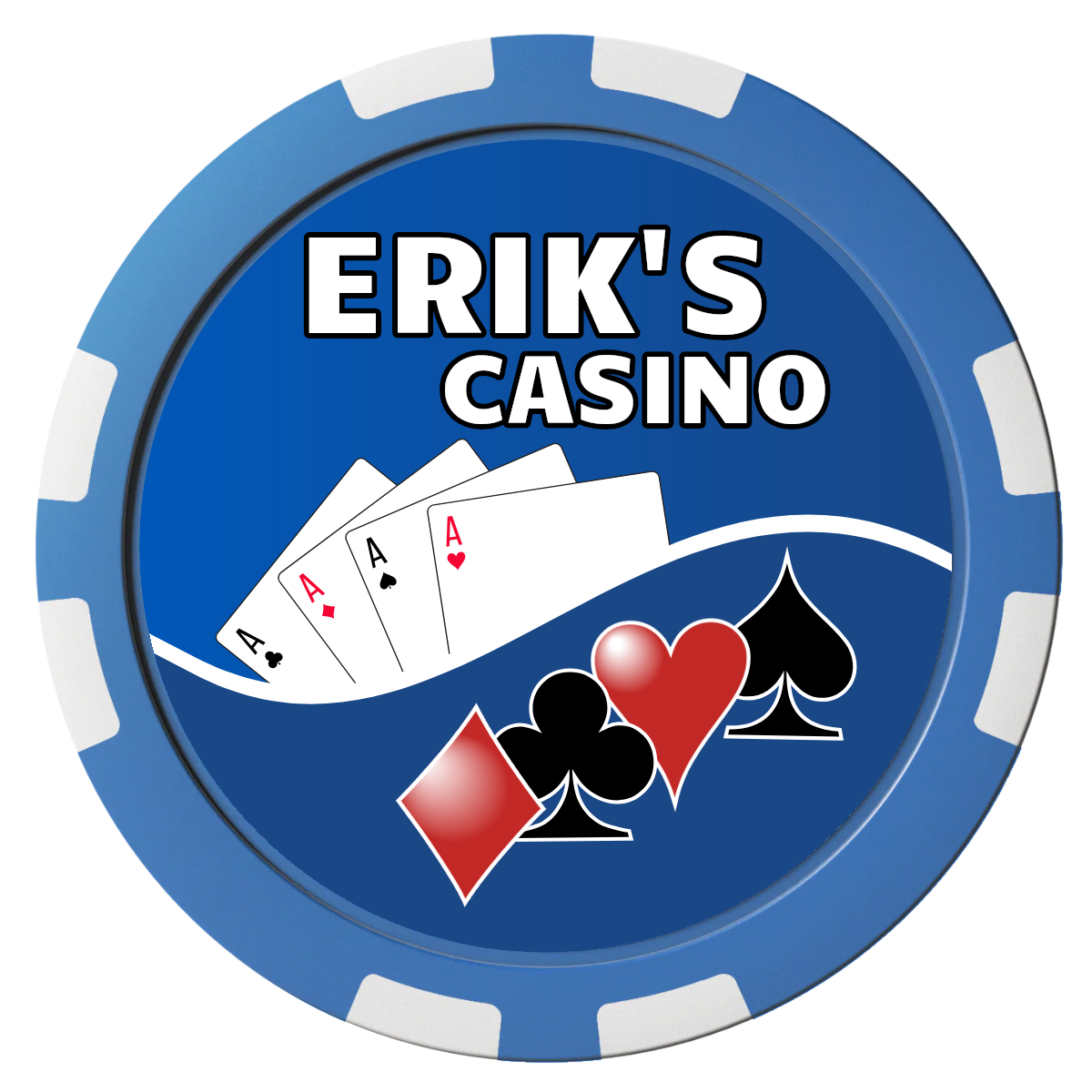 Erik's Casino Composite Poker Chips - Blue / 8 Stripe - Front