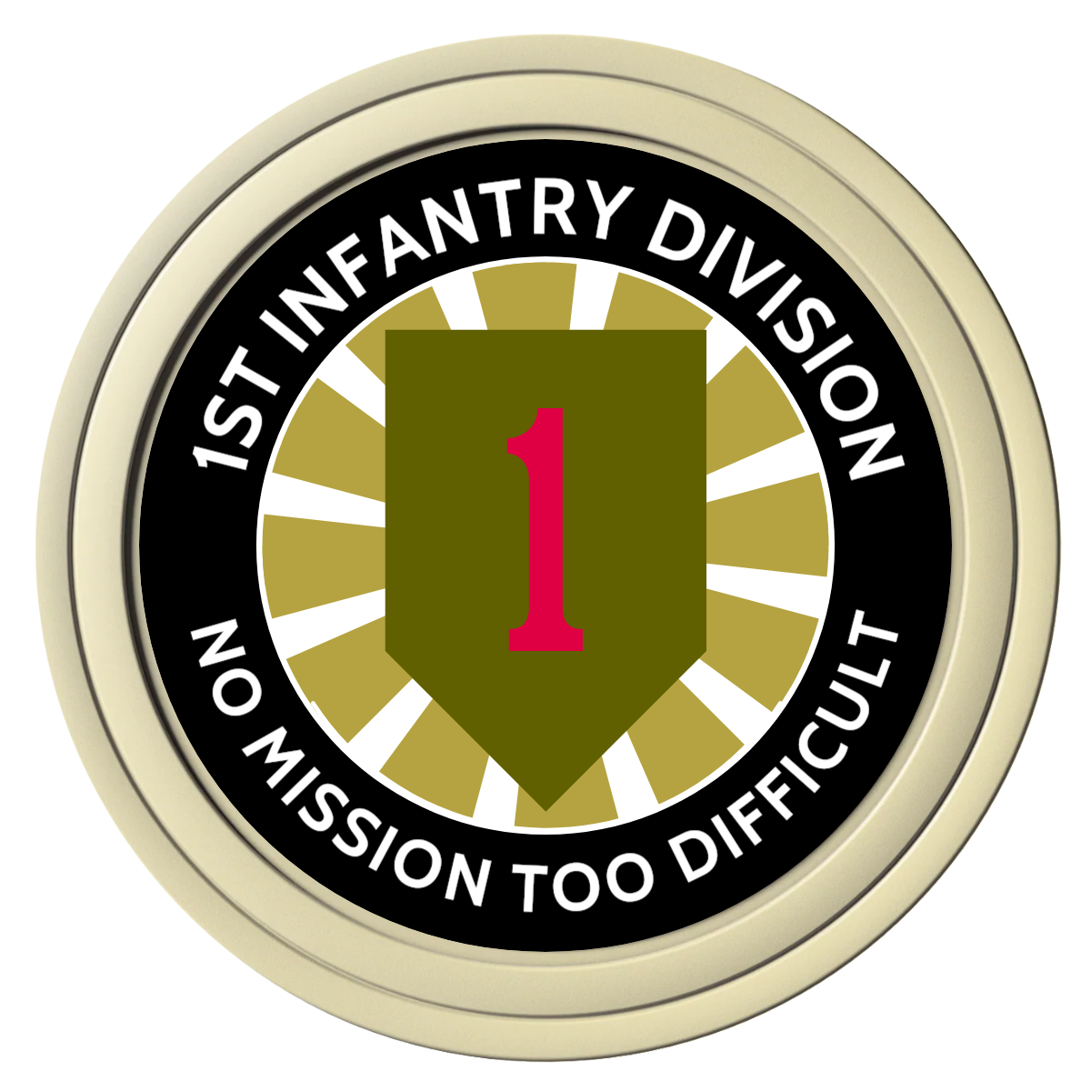 1st Infantry Division Composite Poker Chips - Ivory / Solid - Front