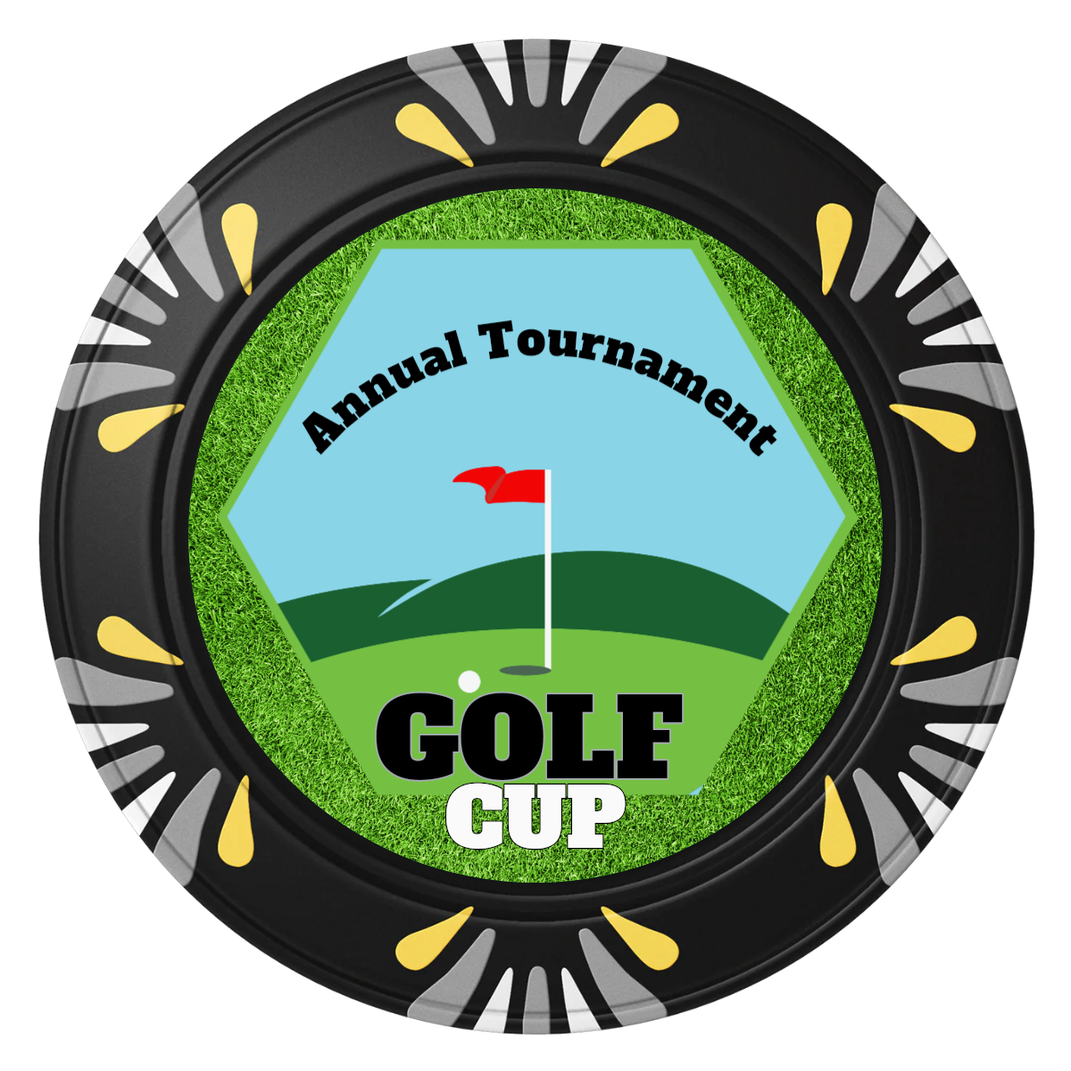 Golf Cup Clay Poker Chips - Black / Macau / 40mm - Back