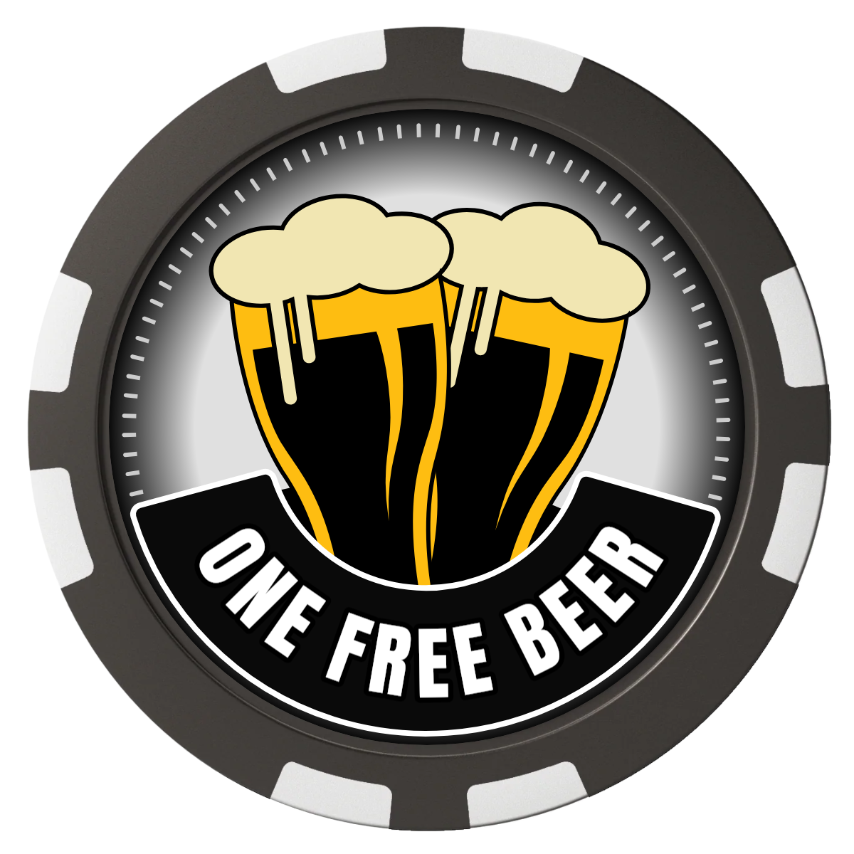 Double Pint 2 Composite Poker Chips - Black / 8 Stripe - Front