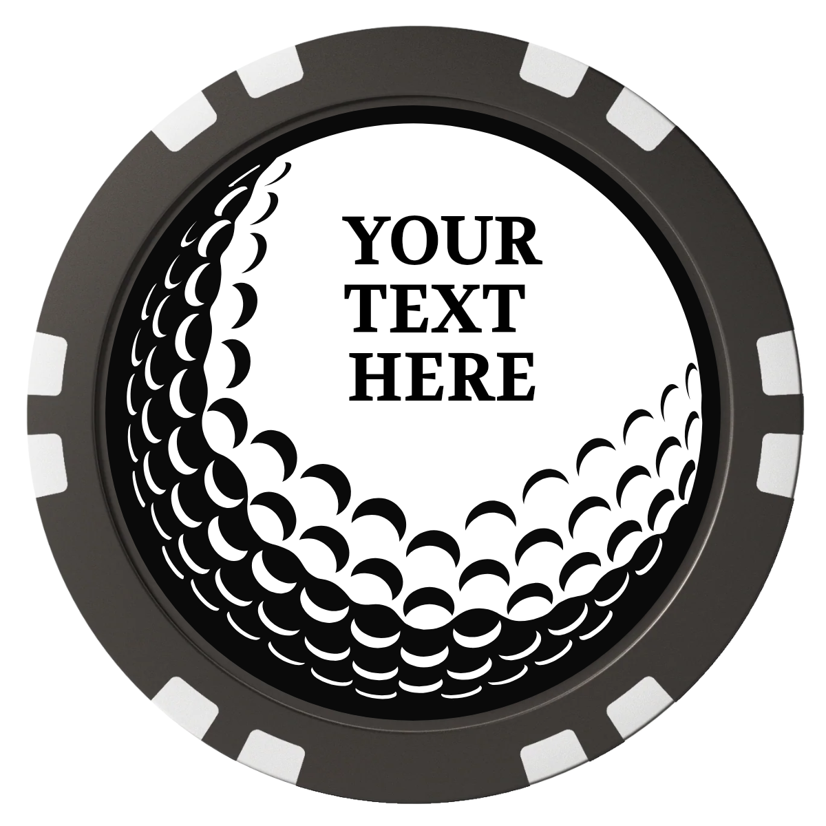 Hole In One Composite Poker Chips - Black / Double Stripe - Front