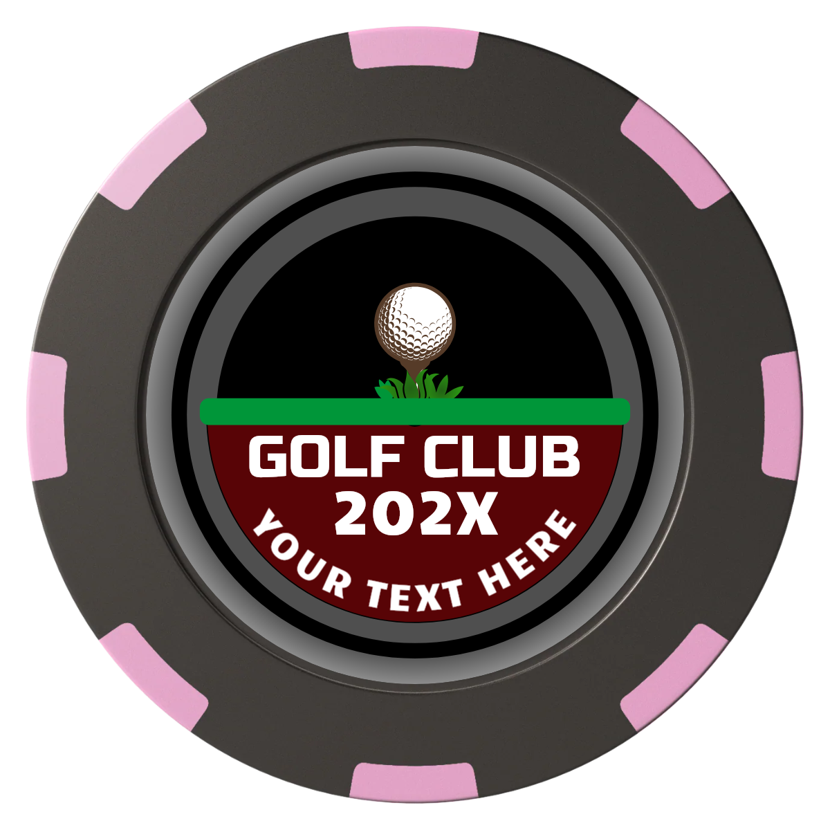 Teed Up Clay Poker Chips - Black / 8 Spot (2 Tone) / 40mm - Front