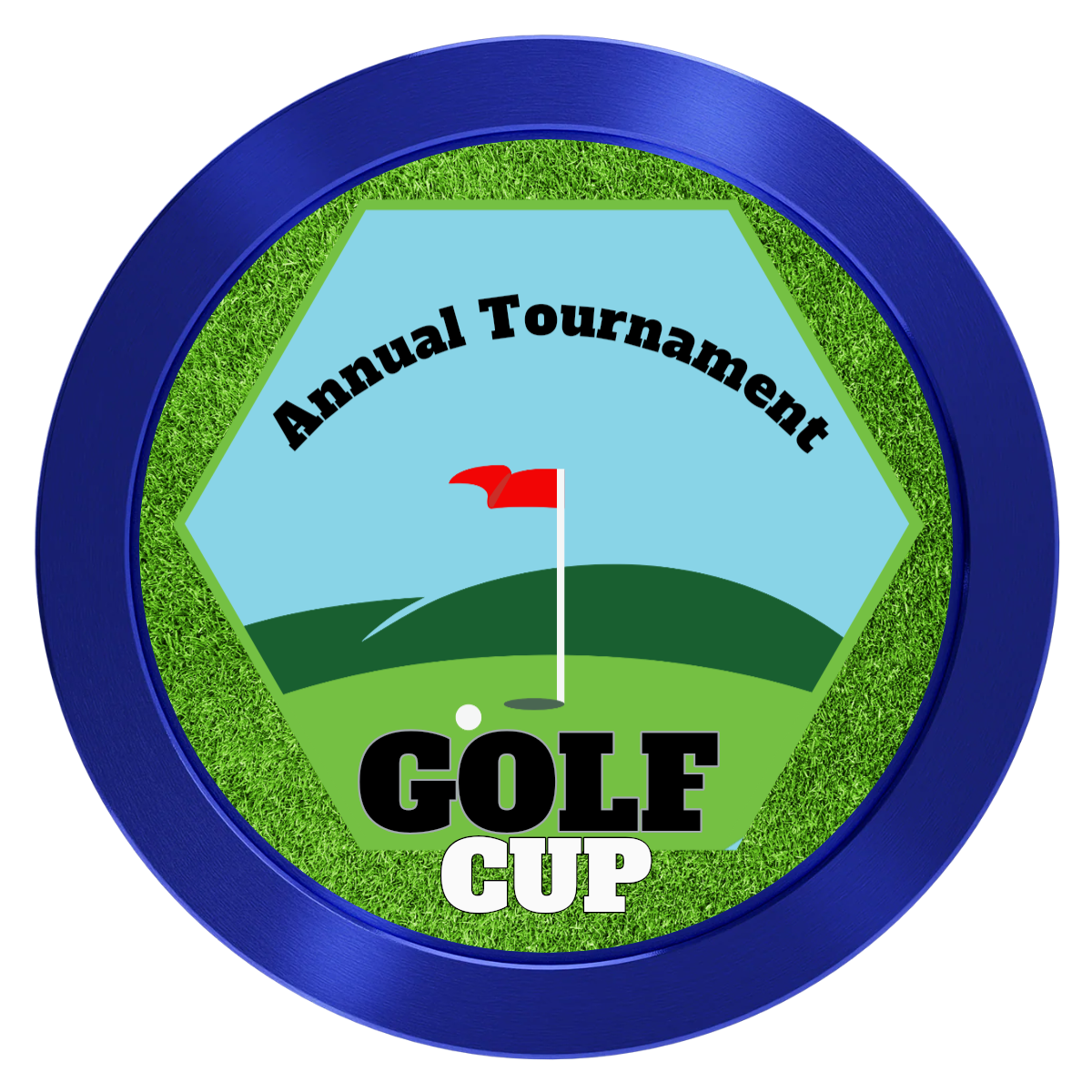 Golf Cup Aluminum Poker Chips - Blue - Front