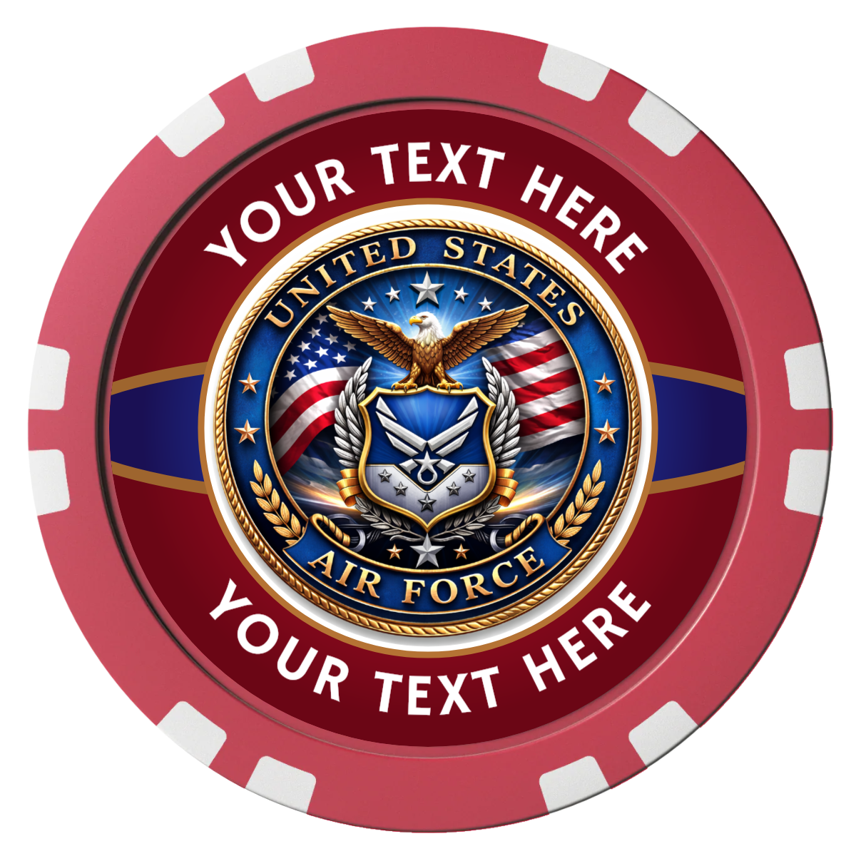 Air Force Composite Poker Chips - Red / Double Stripe - Front