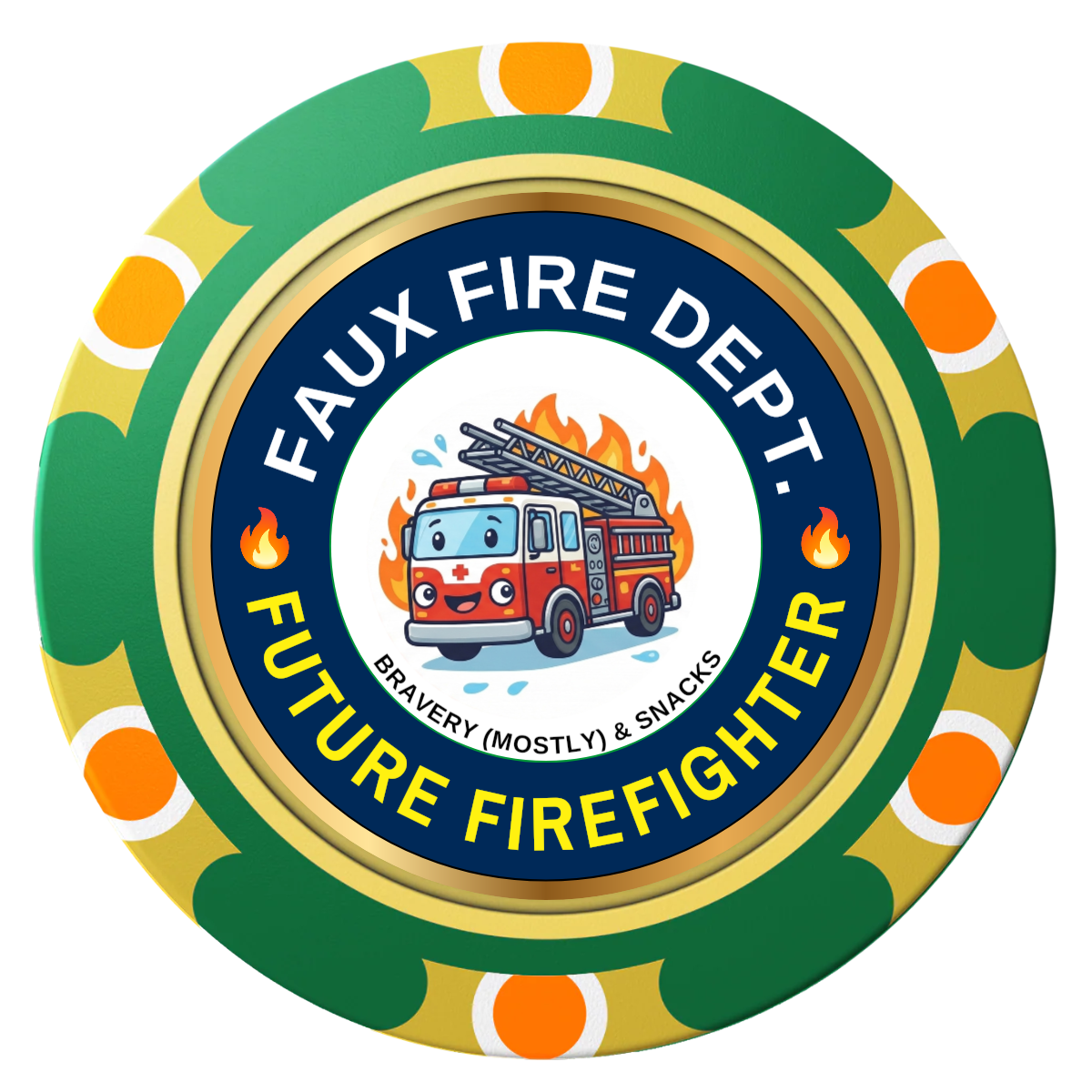 Future Firefighter Clay Poker Chips - Green / Monte Carlo / 40mm - Front