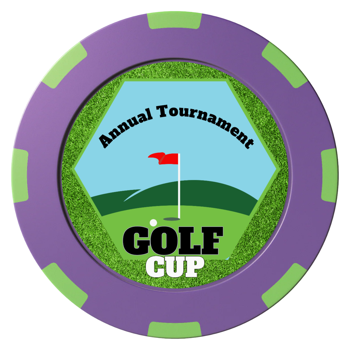 Golf Cup Clay Poker Chips - Purple / 8 Spot (2 Tone) / 40mm - Front