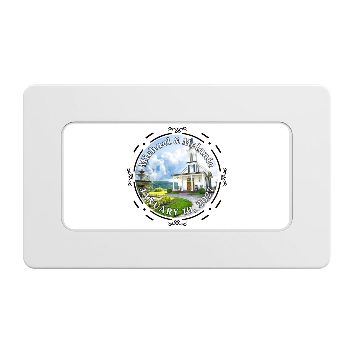 Save the Date Element Rectangular Poker Chip Plaques - White - Back