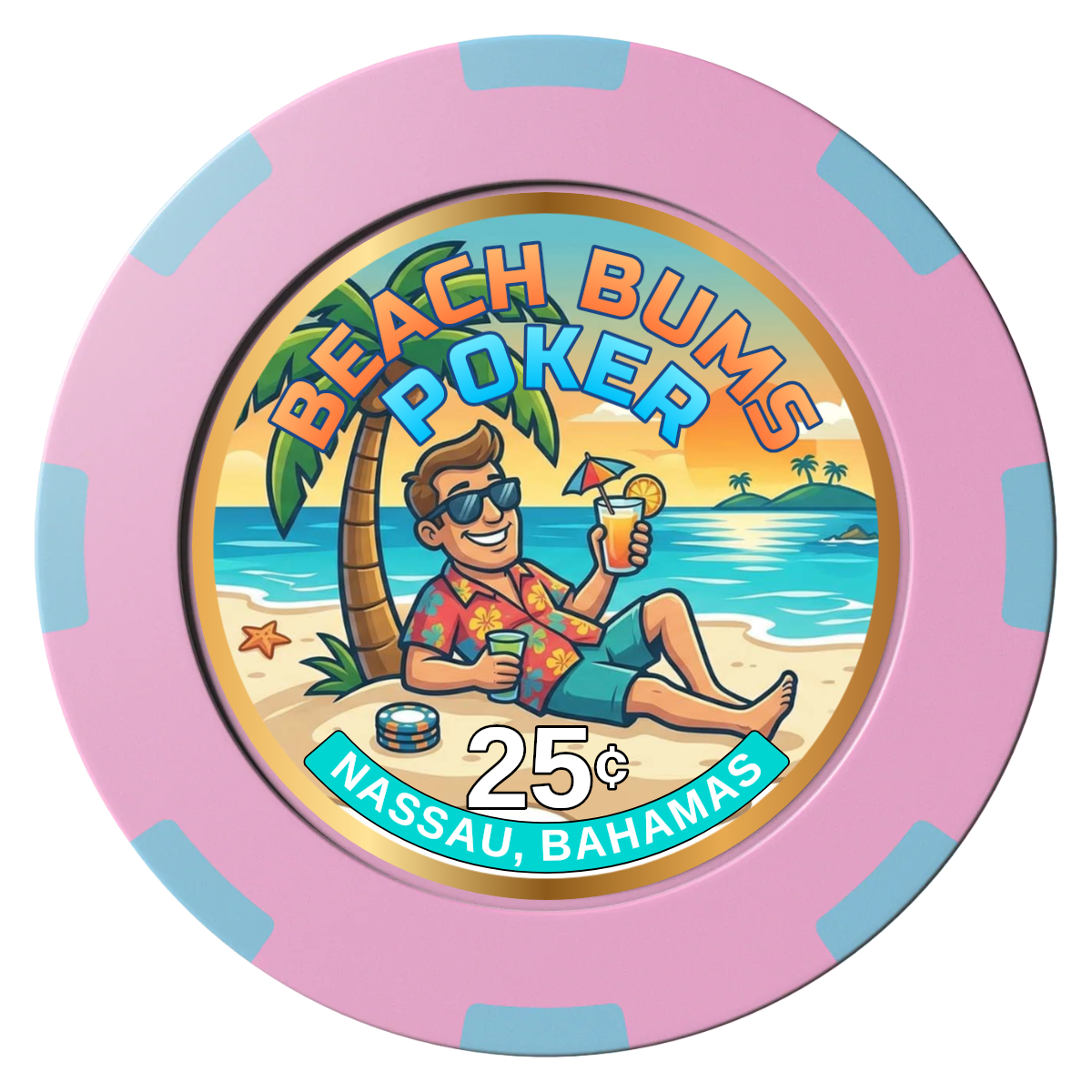 Sandy's Casino Clay Poker Chips - Pink / 8 Spot (2 Tone) / 40mm - Front