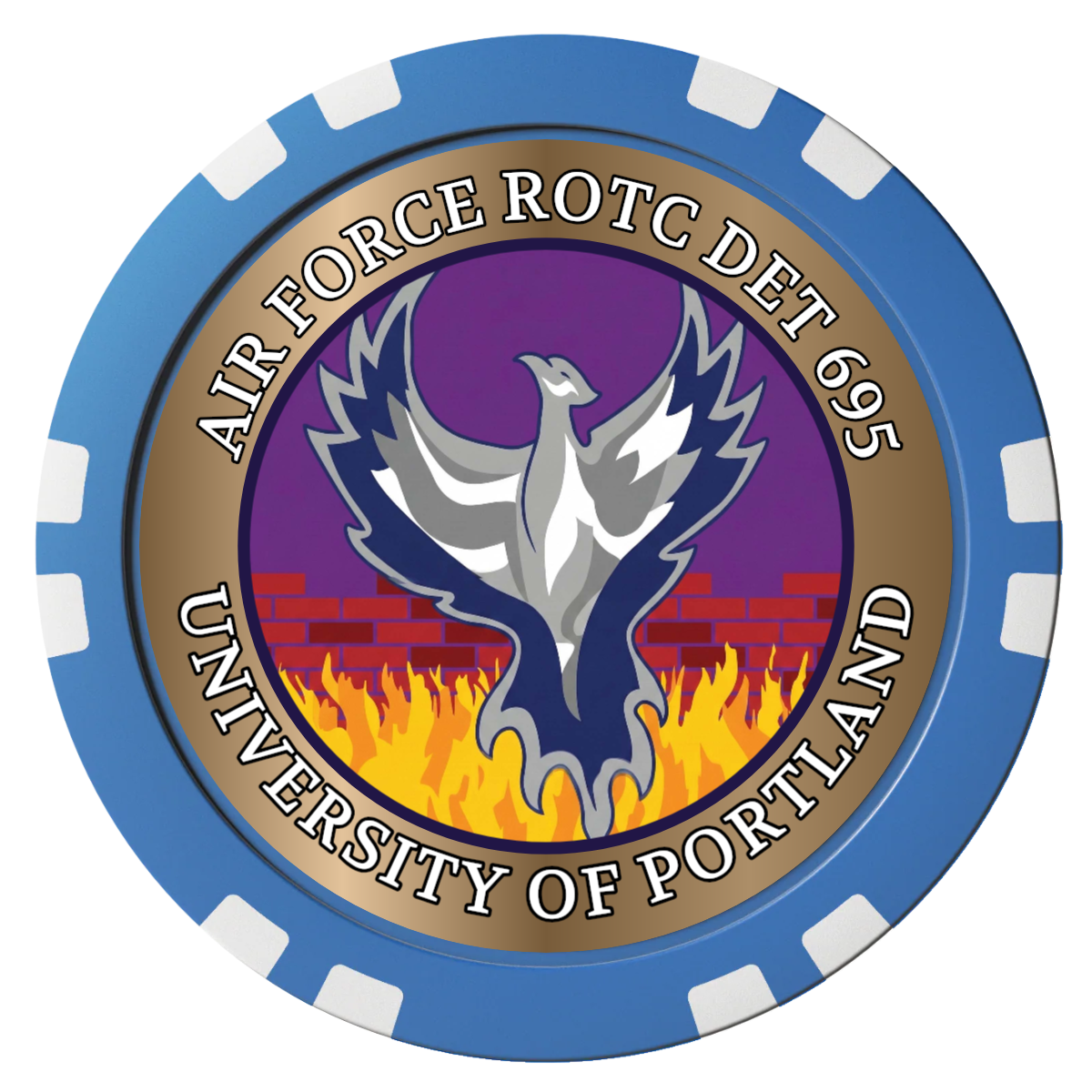 Air Force ROTC Det 695 Composite Poker Chips - Blue / Double Stripe - Front