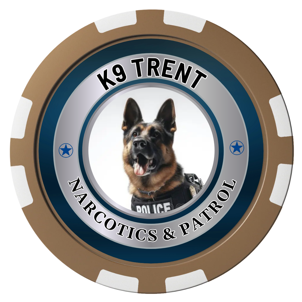 K-9 Trent Composite Poker Chips - Brown / 8 Stripe - Front