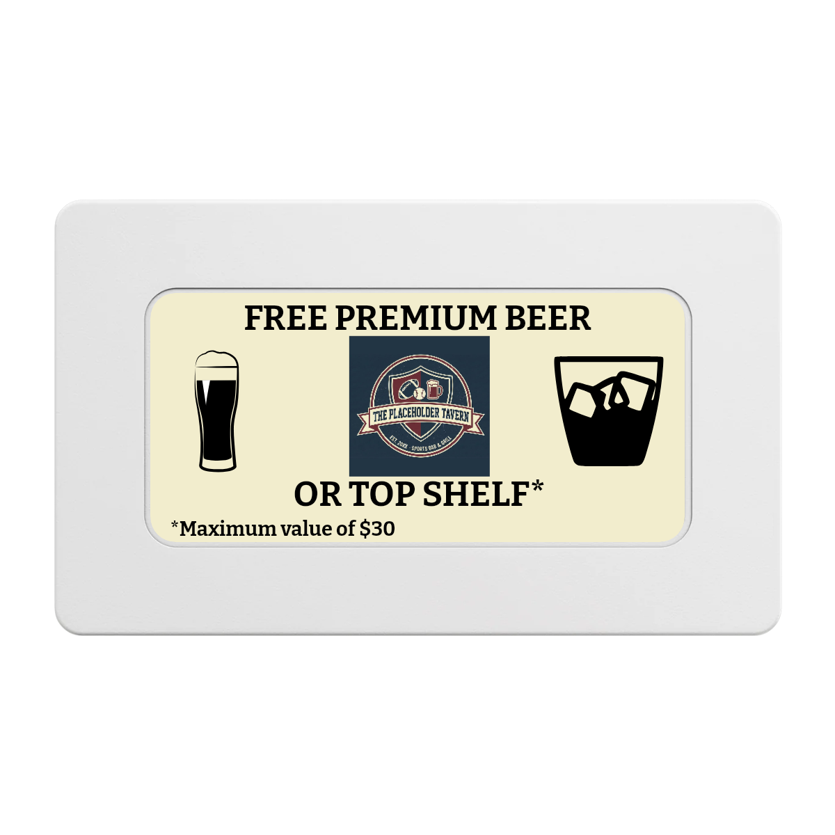 Beer Shop Rectangular Poker Chip Plaques - White - Front