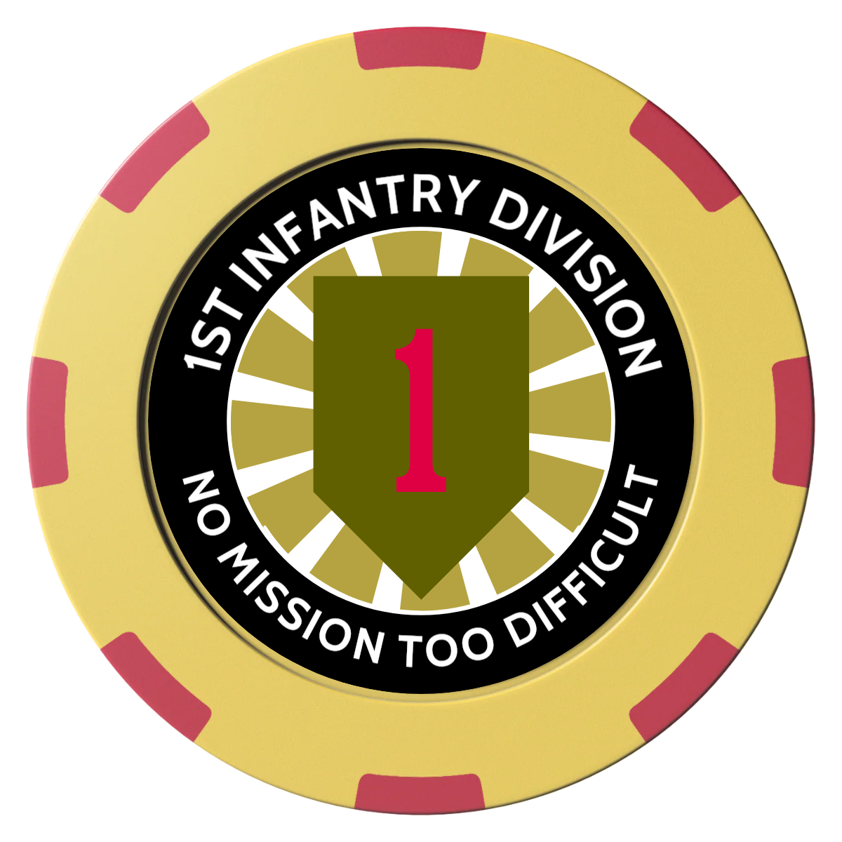 1st Infantry Division Clay Poker Chips - Yellow / 8 Spot (2 Tone) / 40mm - Front