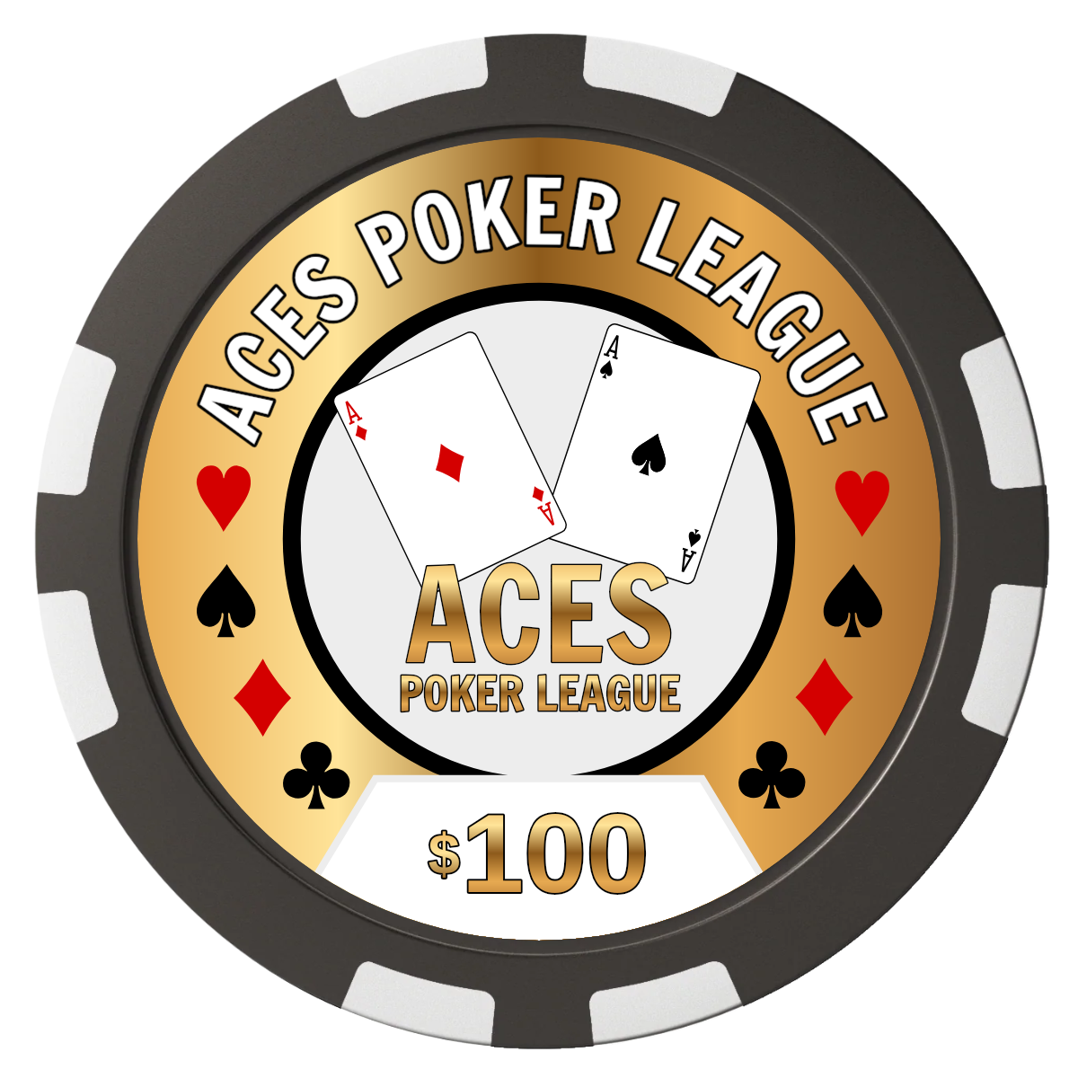 Aces Poker League Composite Poker Chips - Black / 8 Stripe - Back