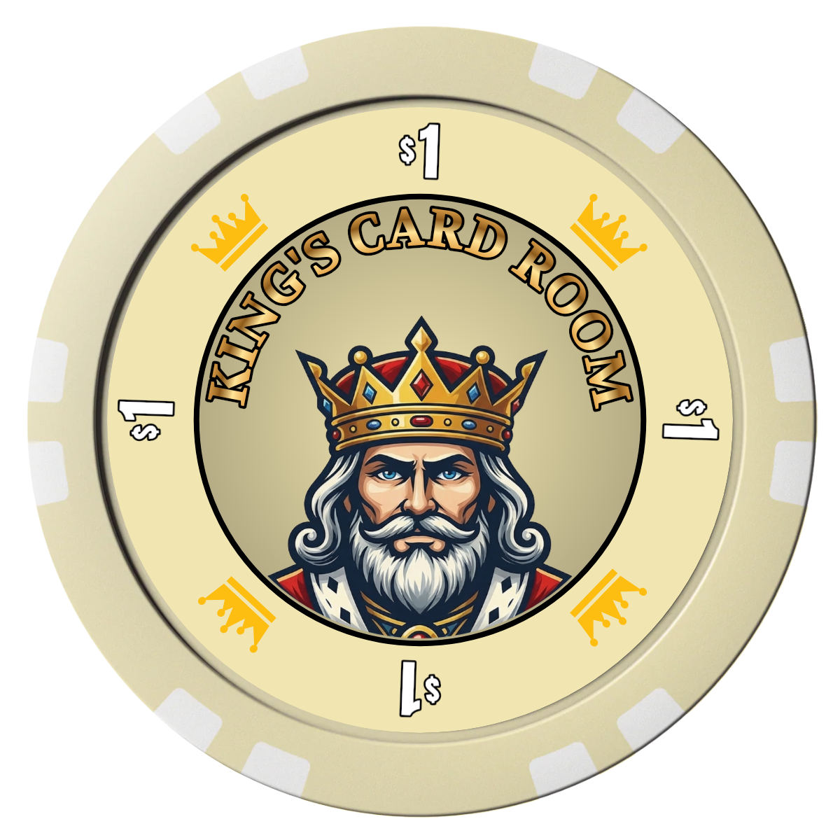 Kings Composite Poker Chips - Ivory / Double Stripe - Front