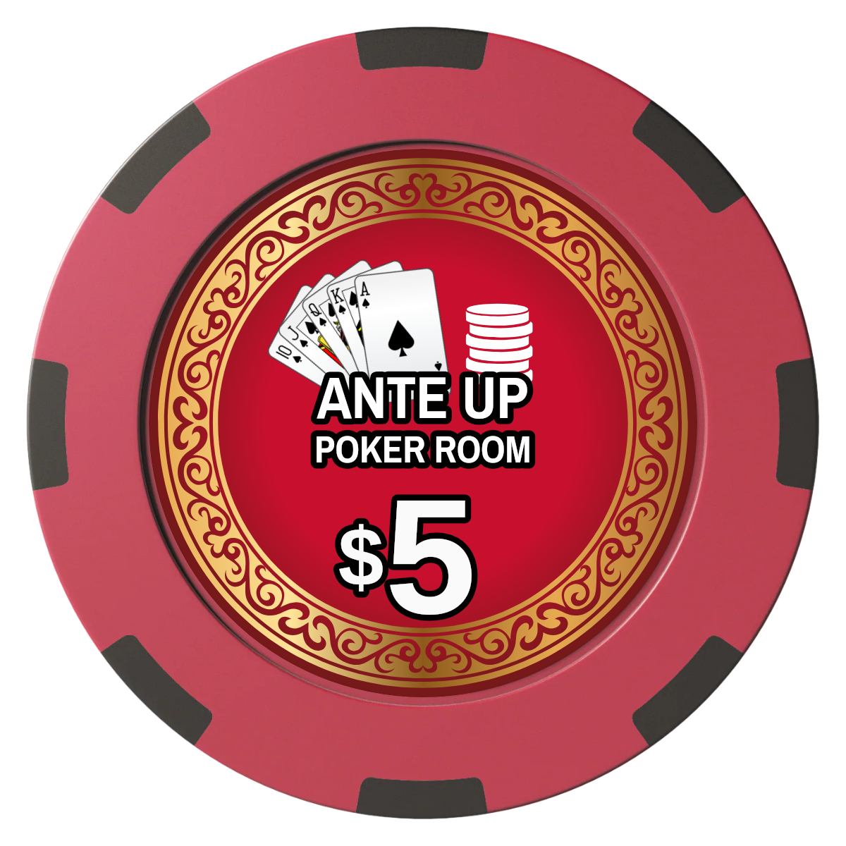 Ante Up Poker Room Clay Poker Chips - Red / 8 Spot (2 Tone) / 40mm - Front
