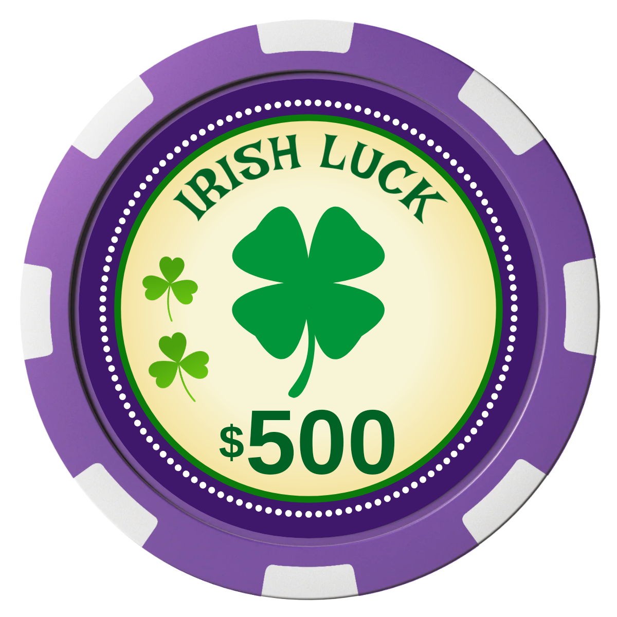 Irish Luck Composite Poker Chips - Purple / 8 Spot - Front
