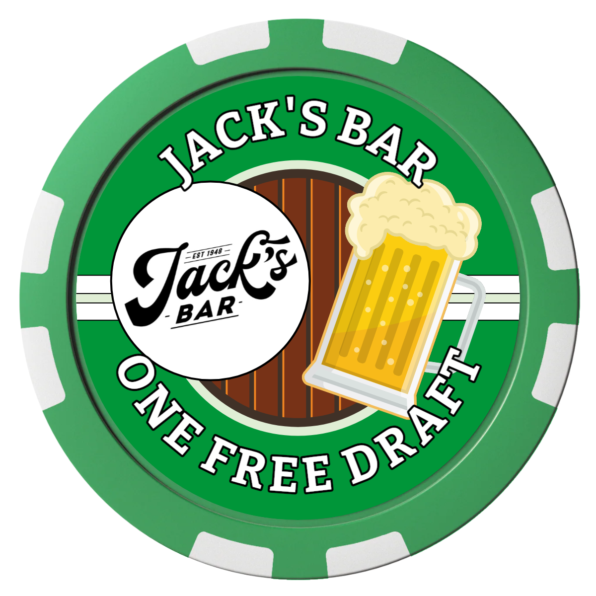 Barnyard Brew Composite Poker Chips - Green / 8 Stripe - Front