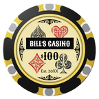 Vintage Four Suits Clay Poker Chips - Black / Monte Carlo / 40mm - Back