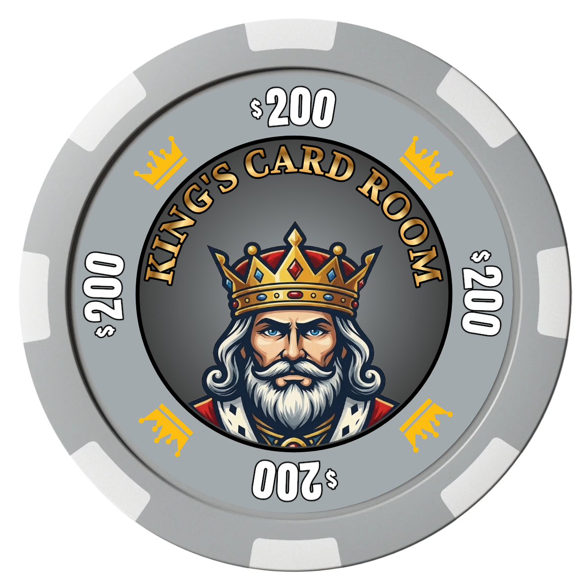 Kings Composite Poker Chips - Gray / 8 Spot - Front