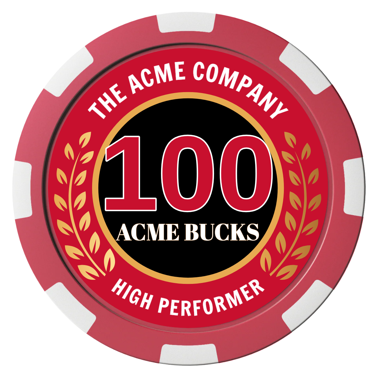 Achievement Wreath Magnetic Composite Poker Chips - Red / 8 Spot - Back