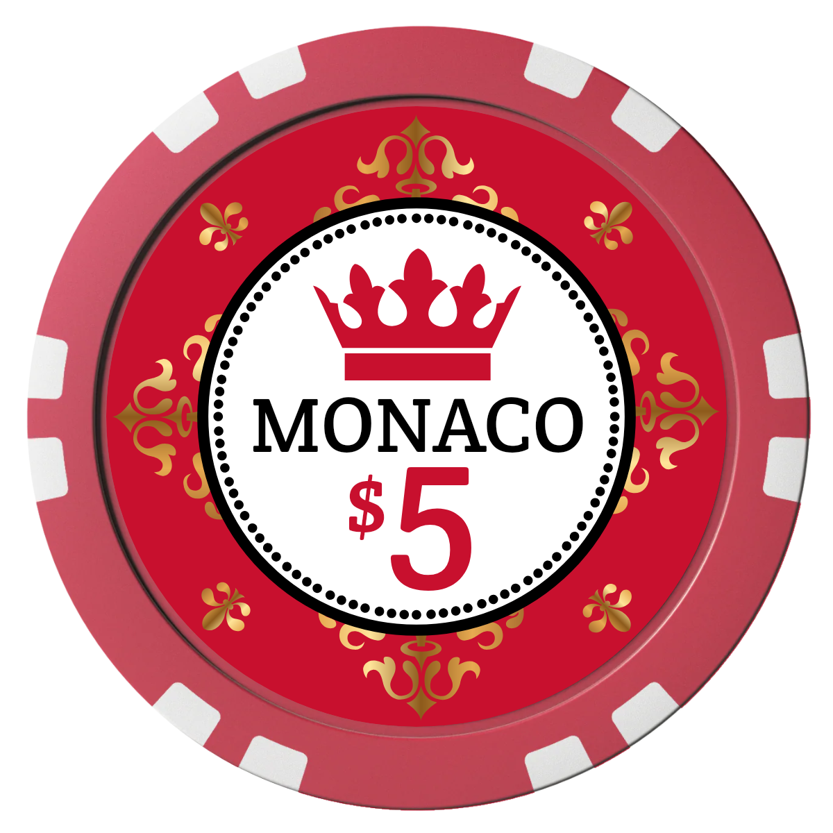 Monaco #001 Composite Poker Chips - Red / Double Stripe - Front