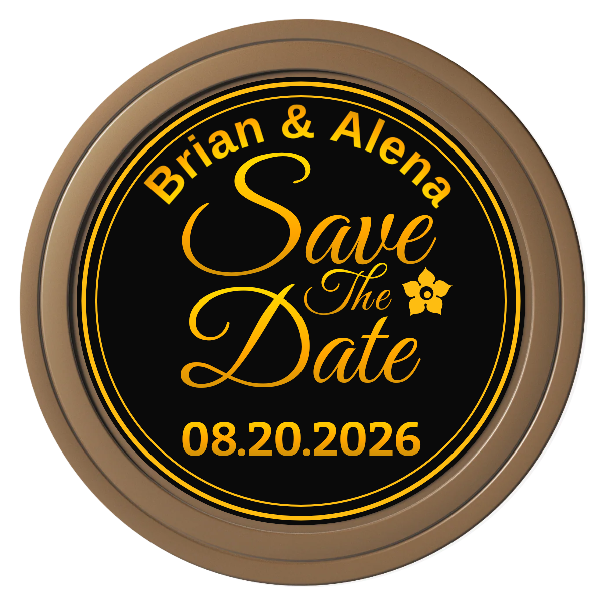 Save the Date Text Composite Poker Chips - Brown / Solid - Front