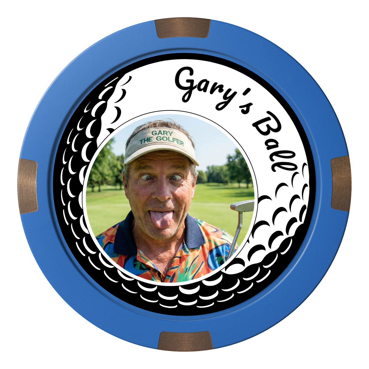 Gary's Ball Composite & Metal Hybrid Poker Chips - Blue - Back