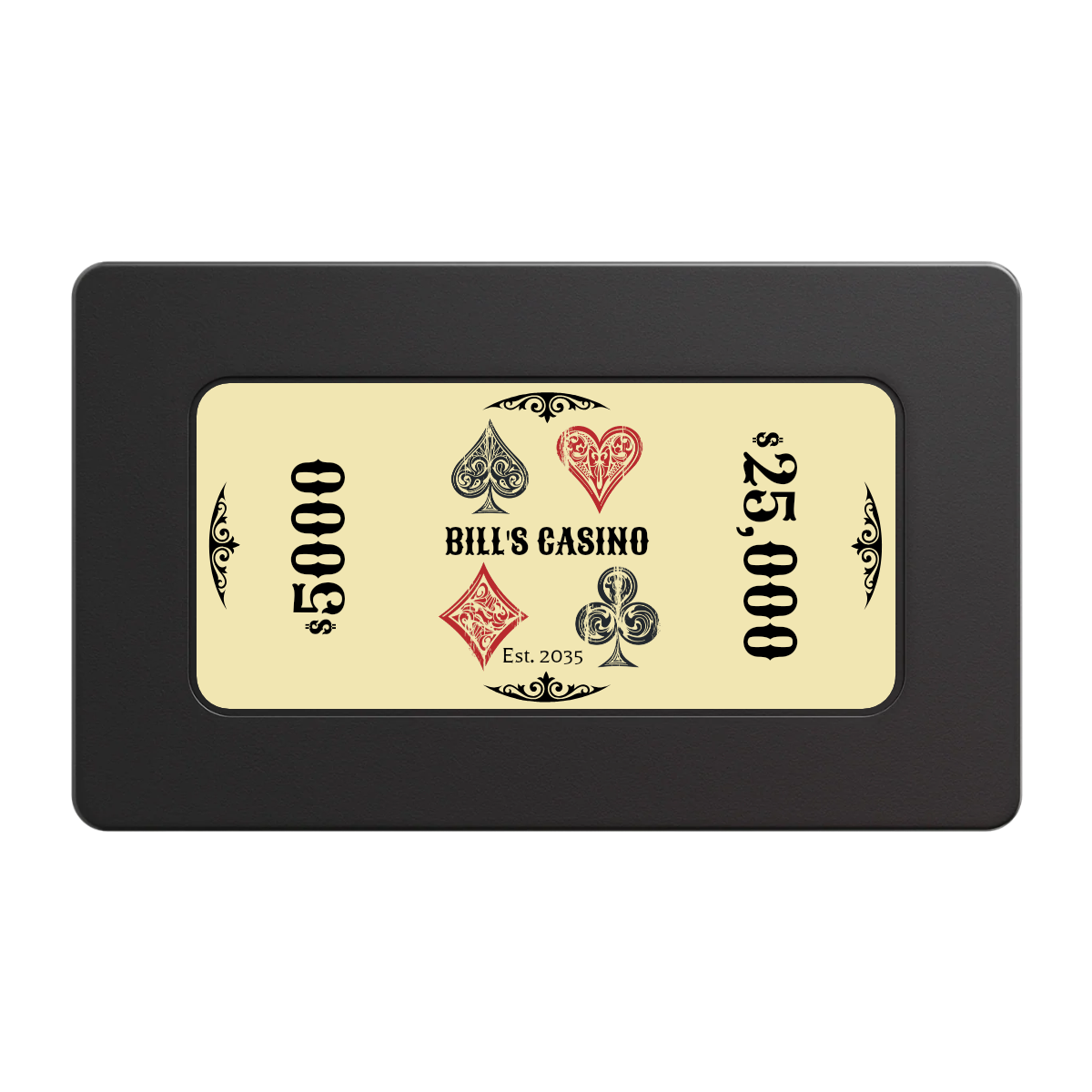 Vintage Four Suits Rectangular Poker Chip Plaques - Black - Front