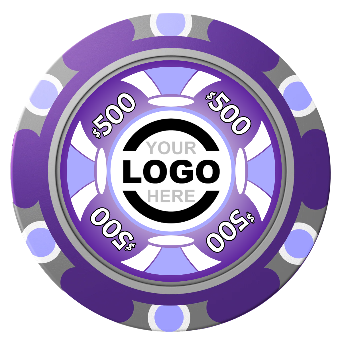 Alan Baker 4-2S A Clay Poker Chips - Purple / Monte Carlo / 40mm - Front