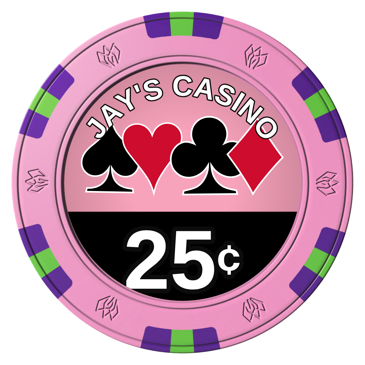 Jay's Casino Clay Poker Chips - Pink / 6 Spot Gem / 43mm - Front