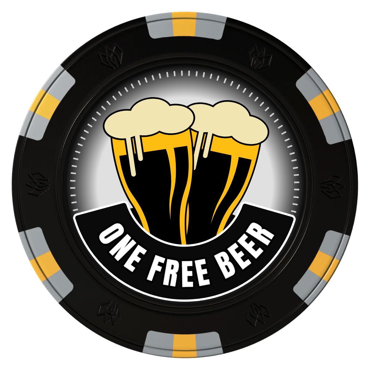 Double Pint 2 Clay Poker Chips - Black / 6 Spot Gem / 43mm - Front