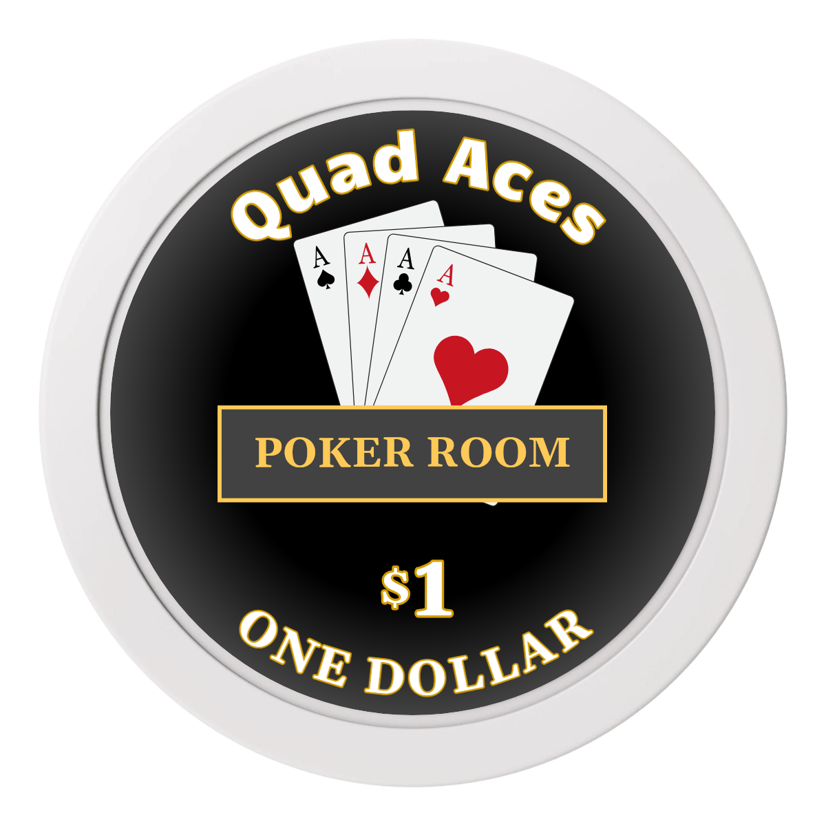 Quad Aces 2" Oversized Poker Chips - White - Front