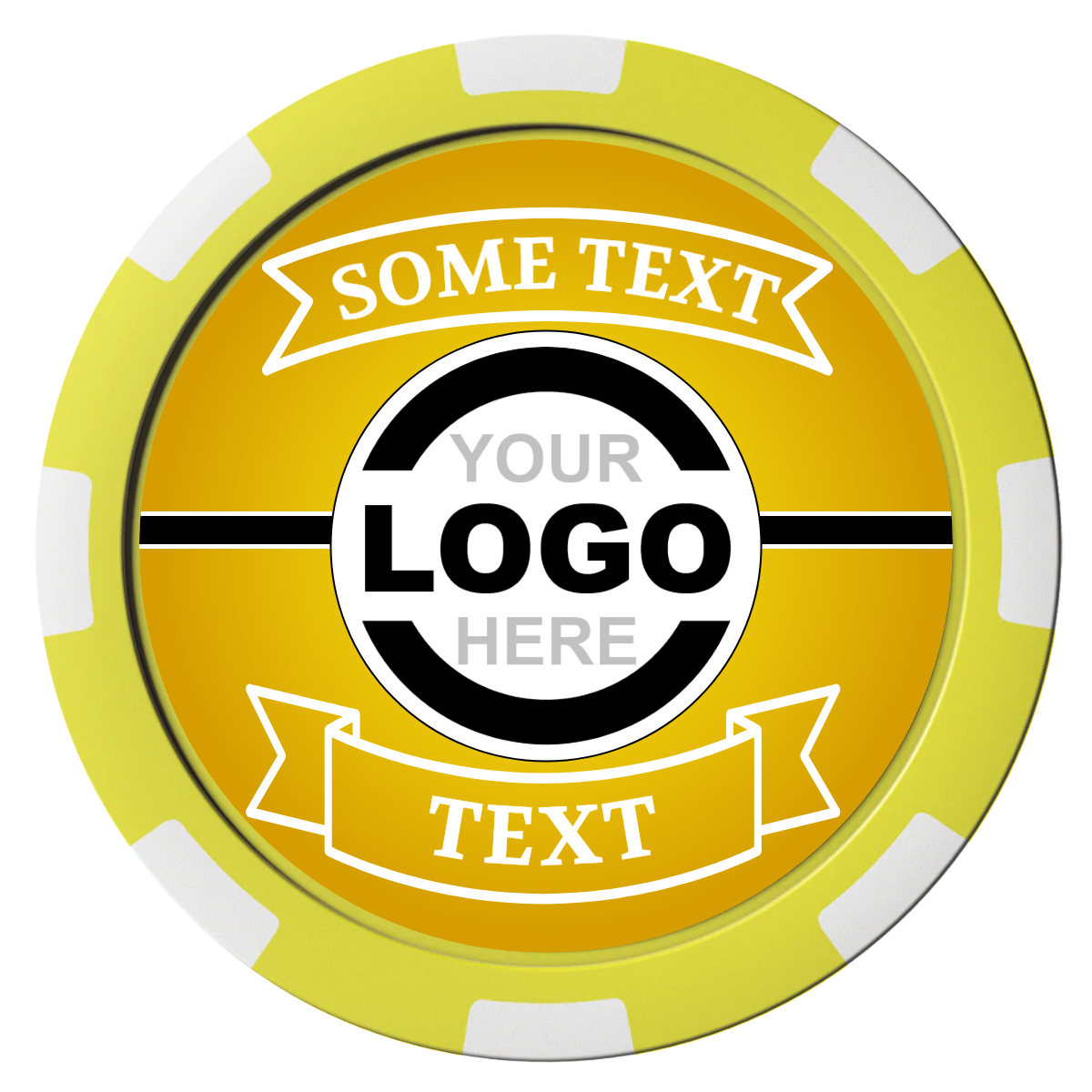 Double Banner Composite Poker Chips - Yellow / 8 Spot - Front