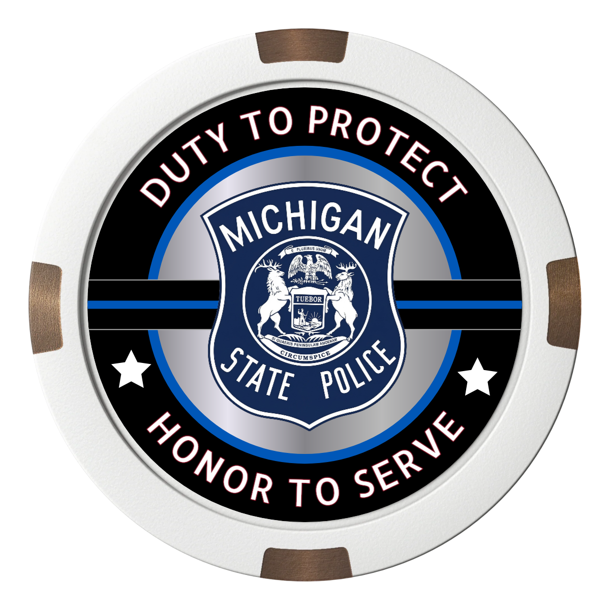 Police Department #01 Composite & Metal Hybrid Poker Chips - White - Front