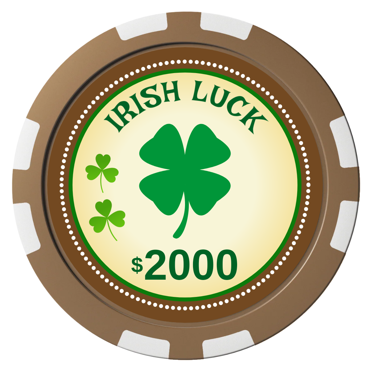 Irish Luck Composite Poker Chips - Brown / 8 Stripe - Front