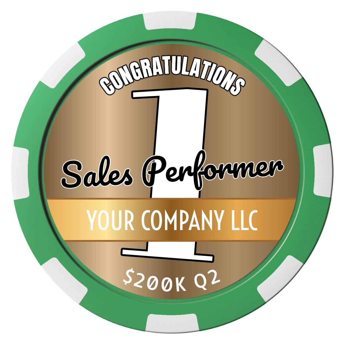 Top Sales Performer Magnetic Composite Poker Chips - Green / 8 Spot - Front