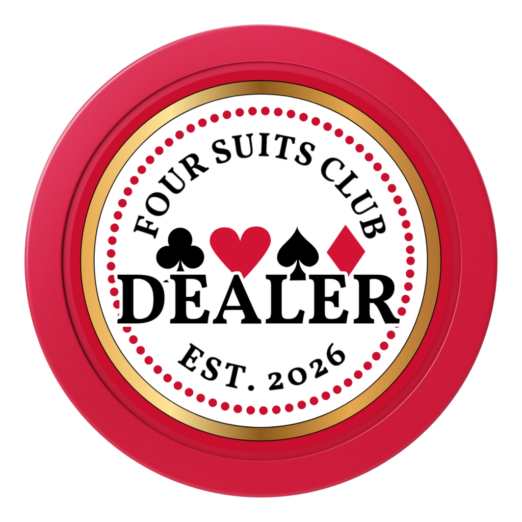Fours Suits Club 2" Composite Dealer Button - Red - Front