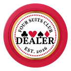 Fours Suits Club 2" Composite Dealer Button - Red - Front