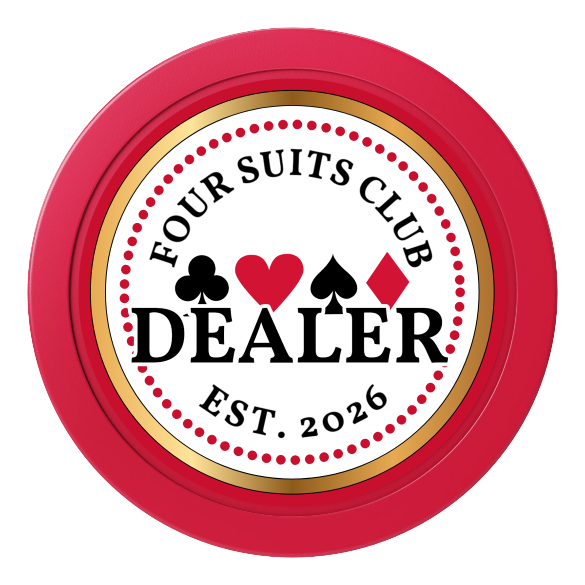 Fours Suits Club 2" Composite Dealer Button - Red - Front