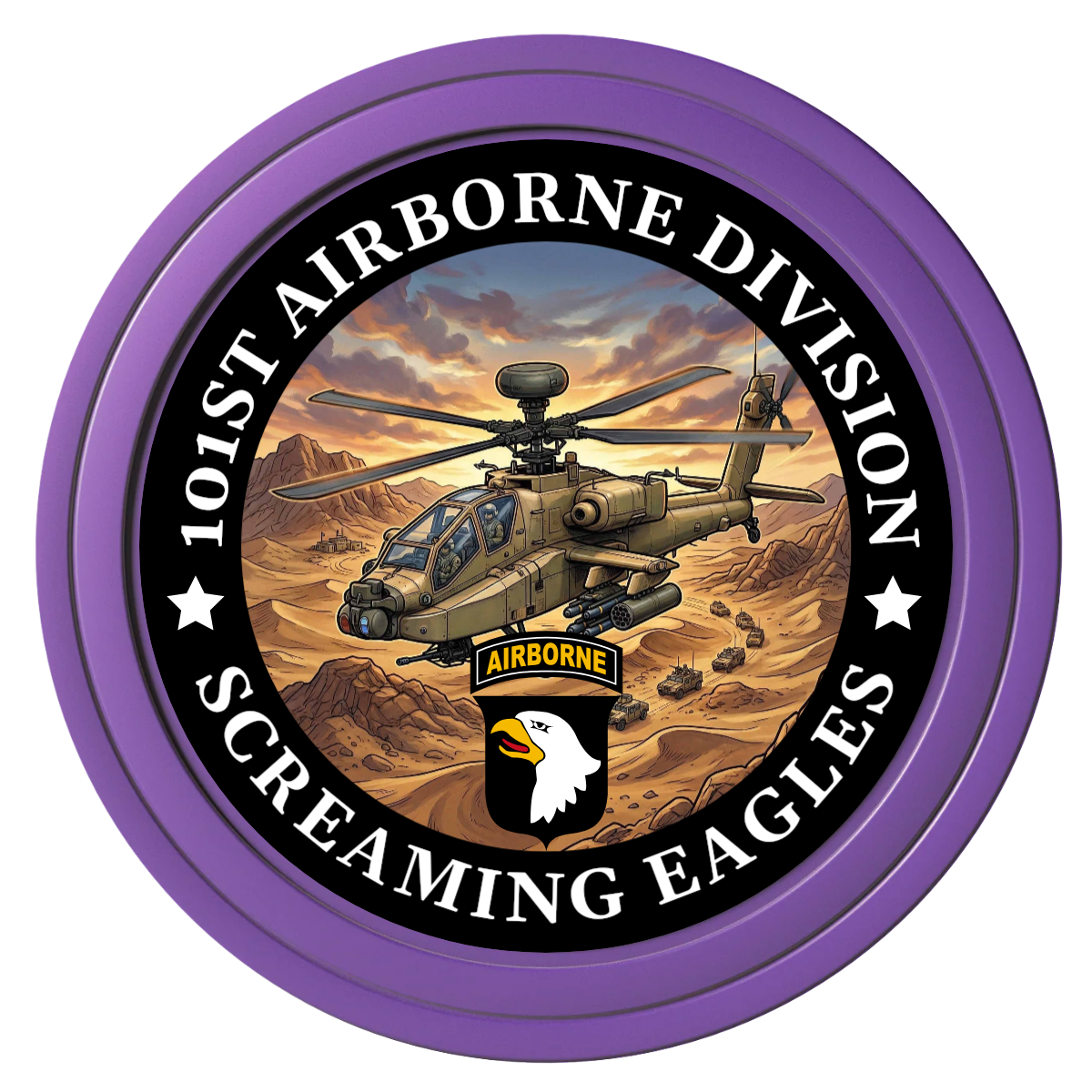 Army Airborne Composite Poker Chips - Purple / Solid - Front