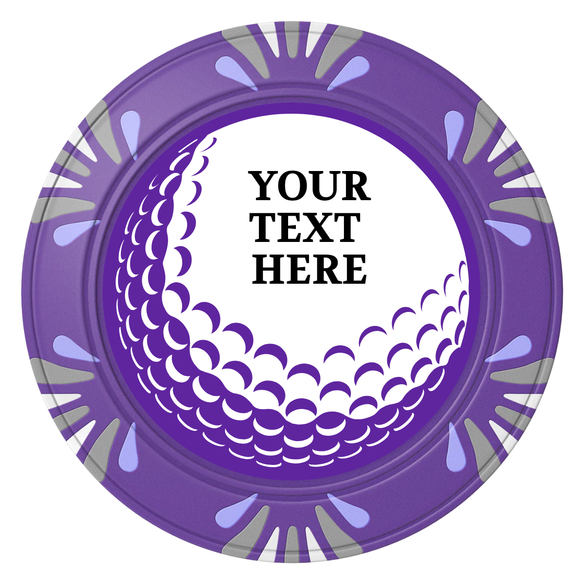 Hole In One Clay Poker Chips - Purple / Macau / 40mm - Front