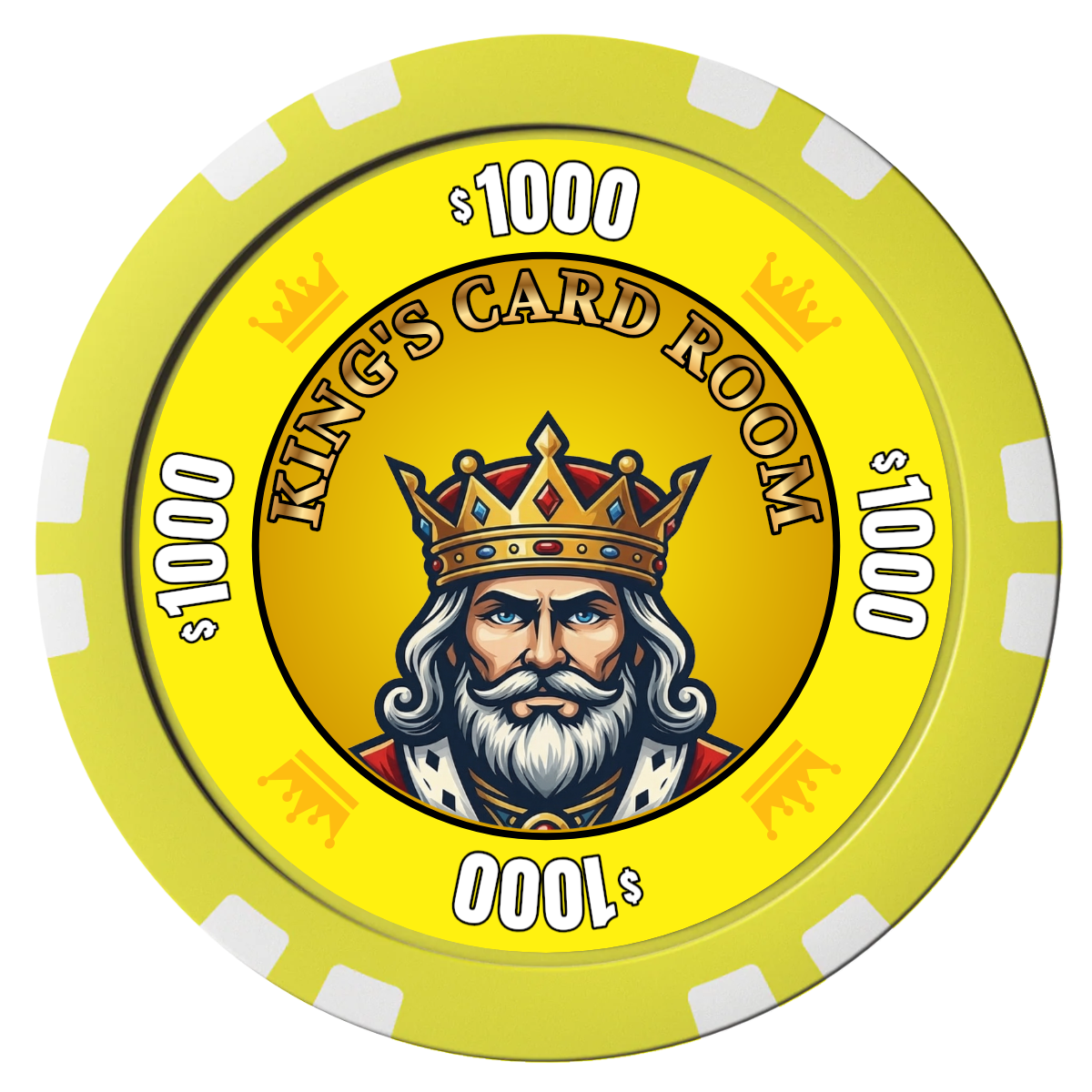 Kings Composite Poker Chips - Yellow / Double Stripe - Front