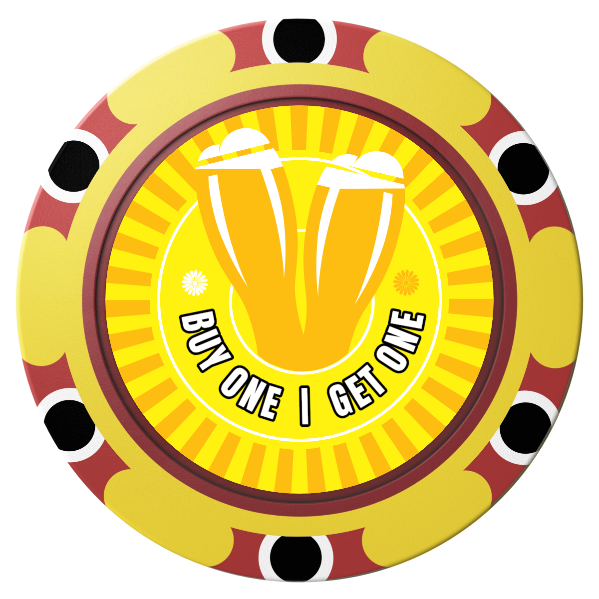 Double Pint Clay Poker Chips - Yellow / Monte Carlo / 40mm - Front