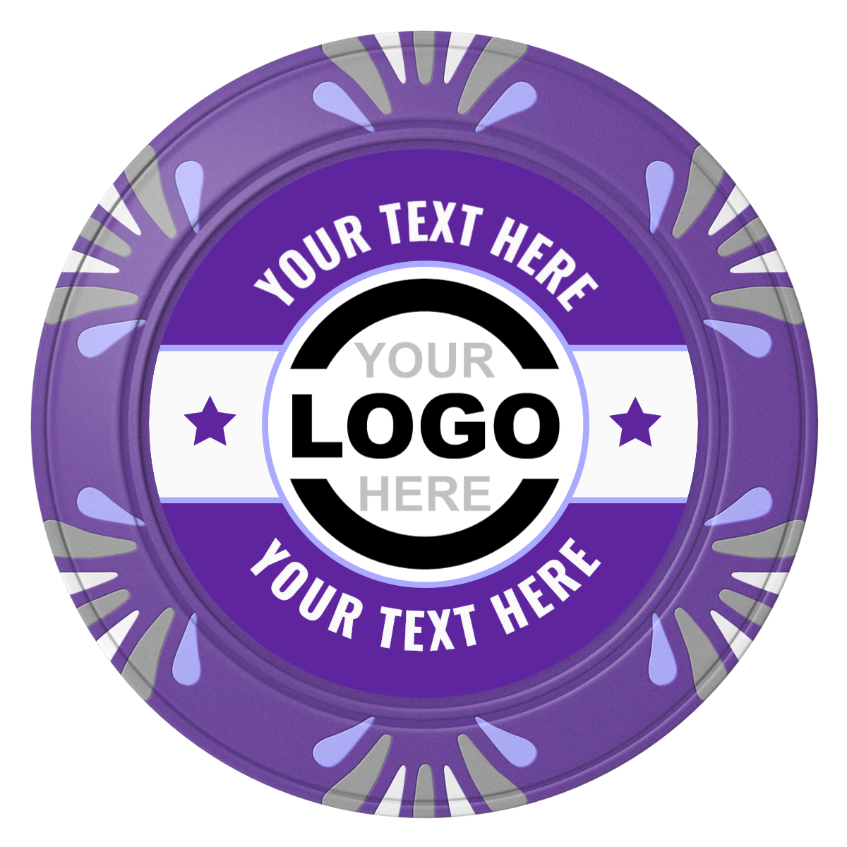 Star Banner Clay Poker Chips - Purple / Macau / 40mm - Front