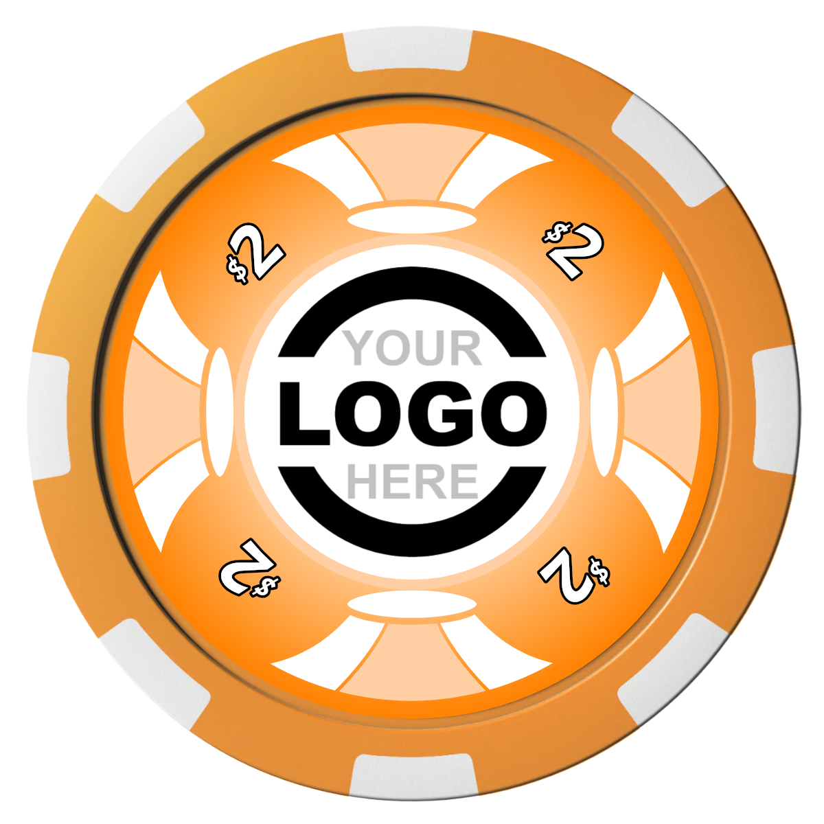 Alan Baker 4-2S A Composite Poker Chips - Orange / 8 Spot - Front